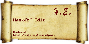Haskó Edit névjegykártya